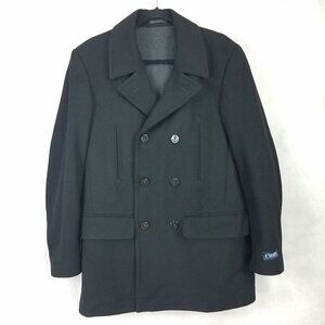 NEW Chaps Men's 38R Classic Fit Double Breasted Wool Blend Pea Coat in Black